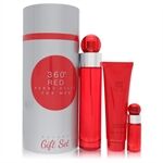Perry Ellis 360 Red by Perry Ellis - Gift Set -- 3.4 oz Eau De Toilette Spray + .25 oz Mini EDT Spray + 3 oz Shower Gel in Tube Box - for men
